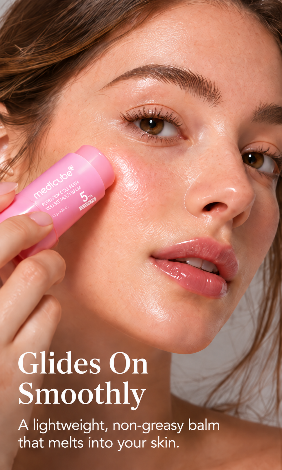 Balm application on the cheek